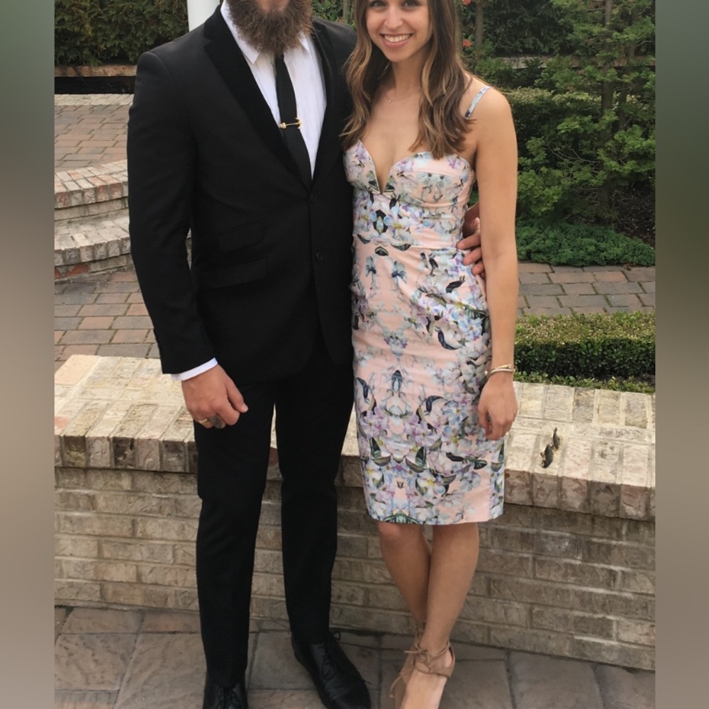 ASOS Pink Floral Corset Top Midi Dress